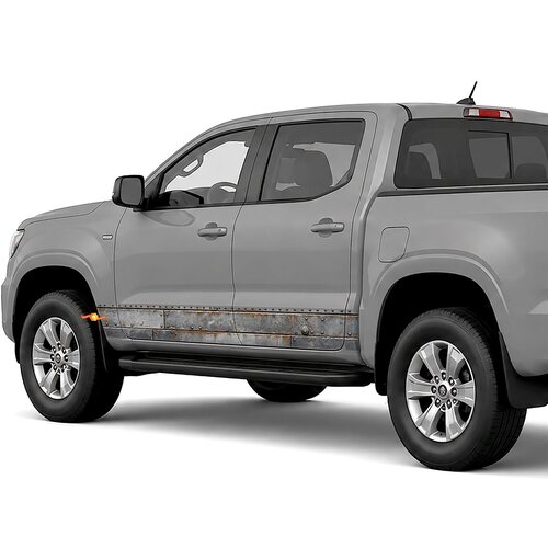 Riveted Distressed Steel side stripes rocker panel decals stickers for Trucks