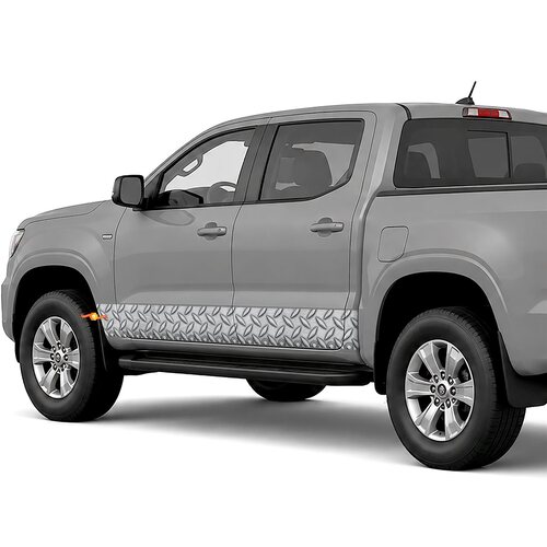 Studded Diamond Plate side stripes rocker panel decals stickers for Trucks