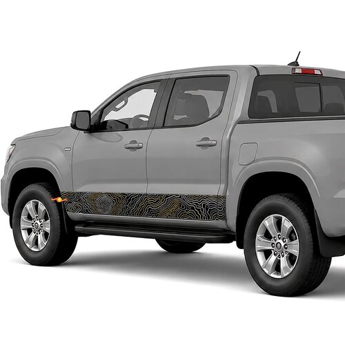 Topographic Mountain Contours side stripes rocker panel decals stickers for Trucks