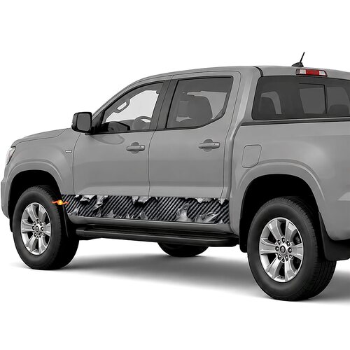 Torn Metal Over Carbon Fiber side stripes rocker panel decals stickers for Trucks
