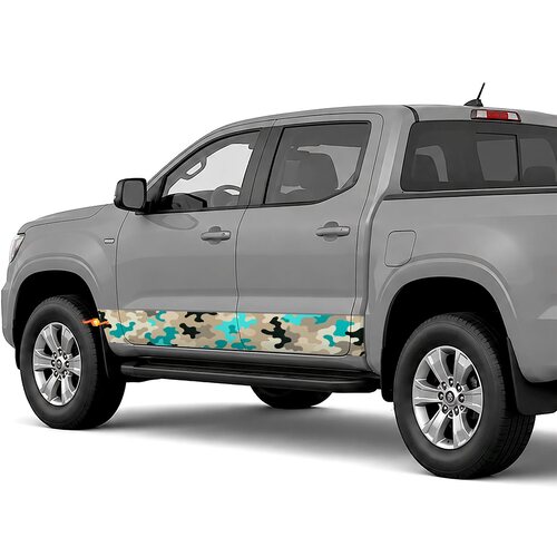 Turquoise Desert Camouflage side stripes rocker panel decals stickers for Trucks
