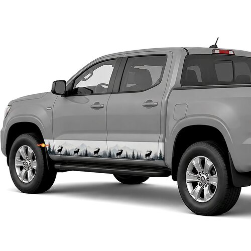 Elk Mountain Silhouette side stripes rocker panel decals stickers for Trucks