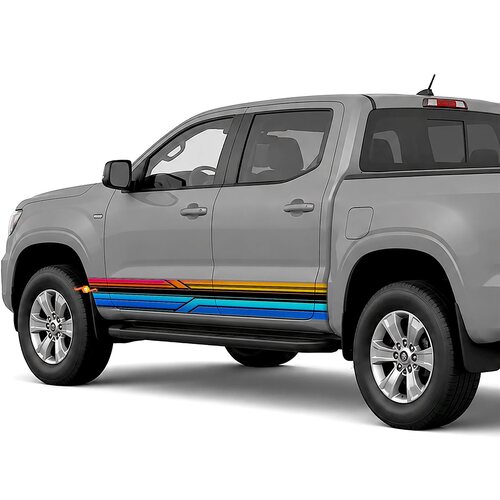 Retro 1980s Gradient Stripes side stripes rocker panel decals stickers for Trucks