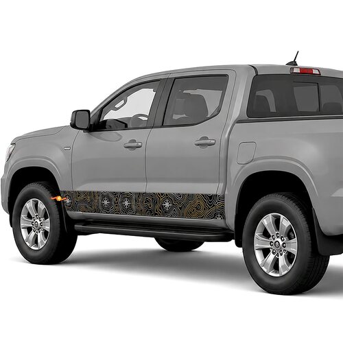 Topographic Map with Compass side stripes rocker panel decals stickers for Trucks