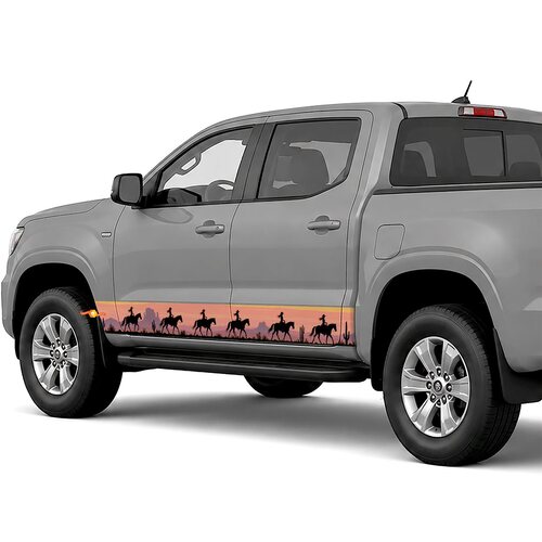 Desert Cowgirl Silhouette side stripes rocker panel decals stickers for Trucks
