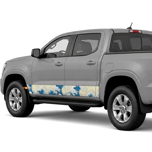 Japanese Great Wave side stripes rocker panel decals stickers for Trucks