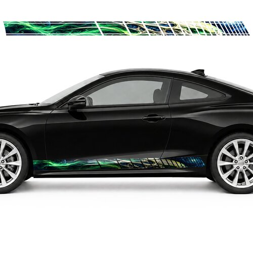 Alien Skull in Emerald Mist side door racing stripes decals stickers for Cars