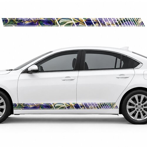 Art Nouveau Irises in Golden Swirls side door racing stripes decals stickers for Cars