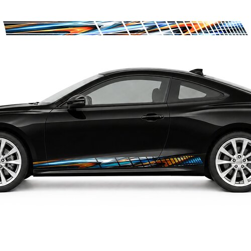 Aerodynamic Flow with Neon Blades side door racing stripes decals stickers for Cars
