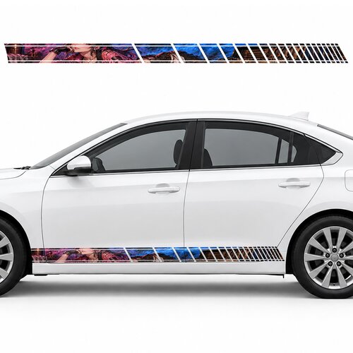 Anime Mechanic Girl in Cobalt Smoke side door racing stripes decals stickers for Cars