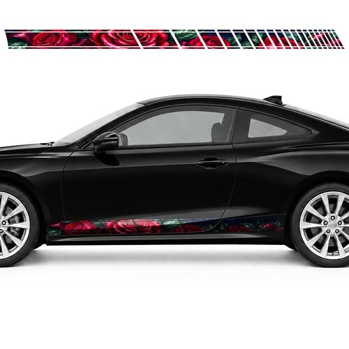 Crimson Roses on a Burgundy Ribbon side door racing stripes decals stickers for Cars