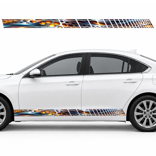 Amber Glow of Perforated Steel side door racing stripes decals stickers for Cars