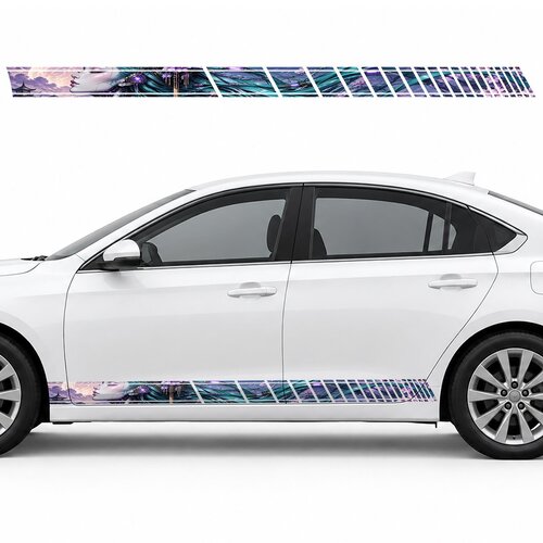 Turquoise Android Geisha in Profile side door racing stripes decals stickers for Cars