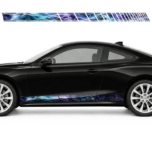 Turquoise and Violet Flow with Masks side door racing stripes decals stickers for Cars