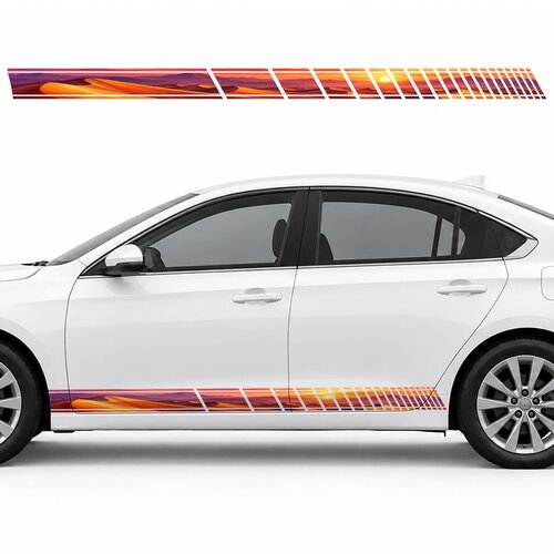 Vermilion Dunes at a Peach Dawn side door racing stripes decals stickers for Cars
