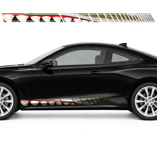 Vintage Shark Teeth Pattern side door racing stripes decals stickers for Cars