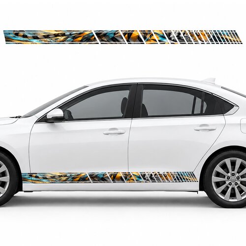 Geometric Tiger in Amber Tones side door racing stripes decals stickers for Cars