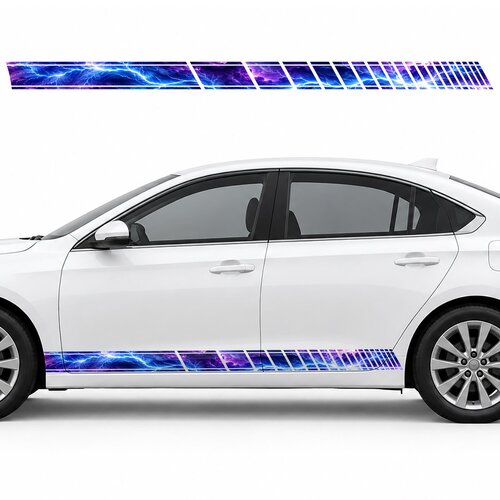 Electric Glow in a Purple Storm side door racing stripes decals stickers for Cars
