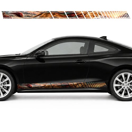 Golden Lion with a Windswept Mane side door racing stripes decals stickers for Cars