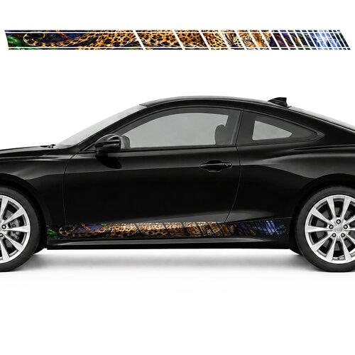 Golden Jaguar in an Emerald Jungle side door racing stripes decals stickers for Cars