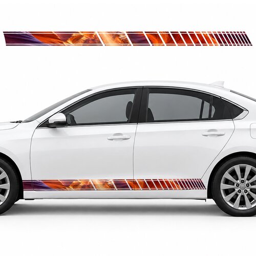 Golden Rays in a Crimson Canyon side door racing stripes decals stickers for Cars