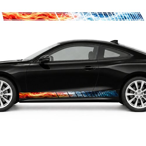 Fire Meets Water side door racing stripes decals stickers for Cars