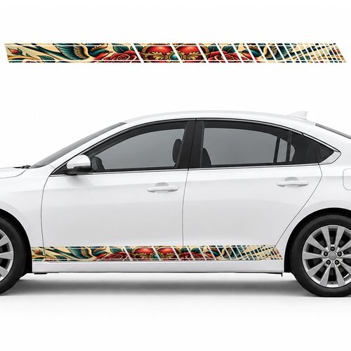 Classic Swallows, Heart and Roses side door racing stripes decals stickers for Cars