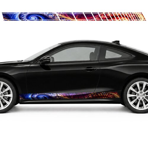Cobalt Swirl in a Crimson and Gold Glow side door racing stripes decals stickers for Cars