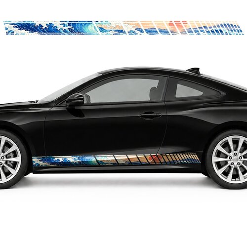 Cobalt Waves under a Coral Sun side door racing stripes decals stickers for Cars