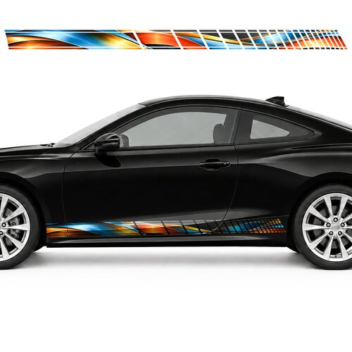 Colored Ribbons on Graphite side door racing stripes decals stickers for Cars