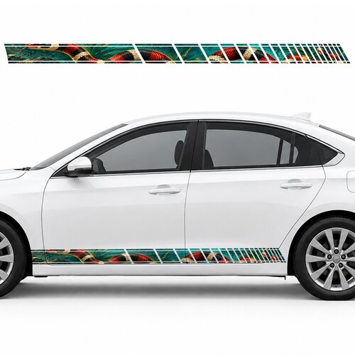 Coral Snake on a Turquoise Wave side door racing stripes decals stickers for Cars