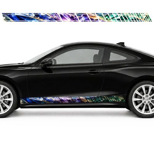 Crystal Panorama of Sapphire, Amethyst and Emerald side door racing stripes decals stickers for Cars