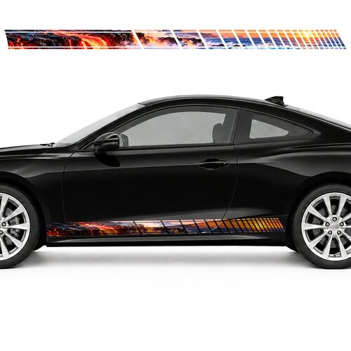Lava, Basalt and Cobalt Ocean side door racing stripes decals stickers for Cars