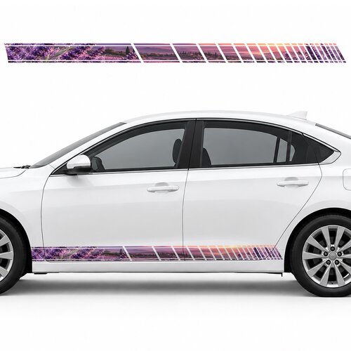 Lavender Horizon in Violet Shadows side door racing stripes decals stickers for Cars
