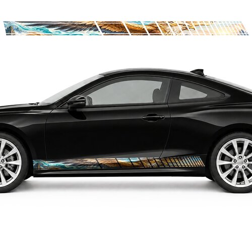 Flying Griffin in Turquoise Clouds side door racing stripes decals stickers for Cars