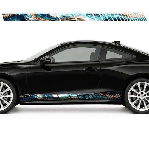 Marble Currents of Turquoise and Bronze side door racing stripes decals stickers for Cars