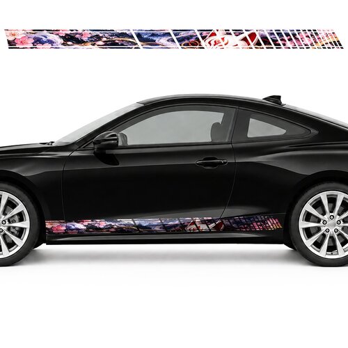 Kitsune Mask in Cherry Blossom Mist side door racing stripes decals stickers for Cars