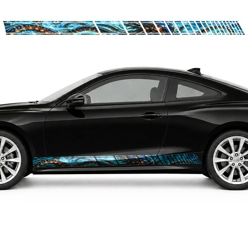 Mechanical Kraken in Turquoise Energy side door racing stripes decals stickers for Cars