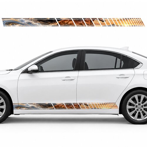 Copper Horse in Silver Dust side door racing stripes decals stickers for Cars