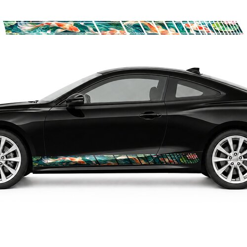 Copper Koi under Emerald Lily Pads side door racing stripes decals stickers for Cars