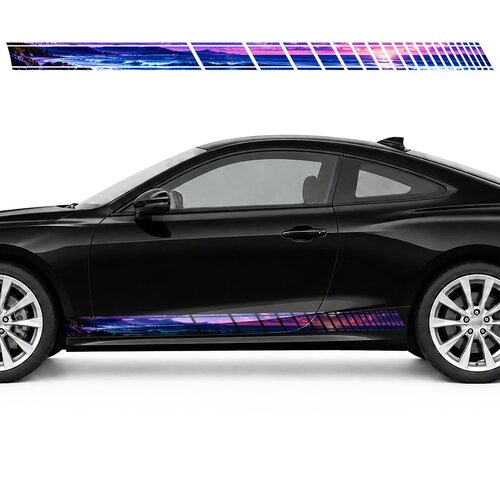 Neon Surf on a Violet Shore side door racing stripes decals stickers for Cars