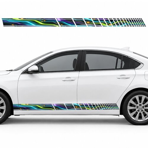 Neon Circuits with Amber Nodes side door racing stripes decals stickers for Cars