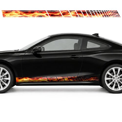Blazing Flow on Charcoal side door racing stripes decals stickers for Cars
