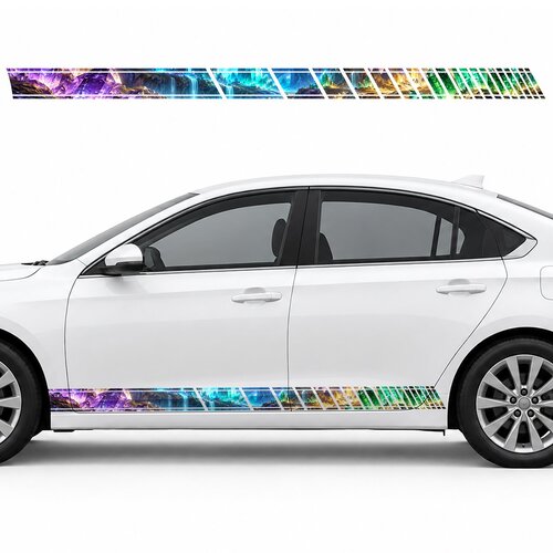 Glowing Crystal Cave Panorama side door racing stripes decals stickers for Cars