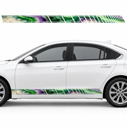 Emerald Agate Slices Panorama side door racing stripes decals stickers for Cars