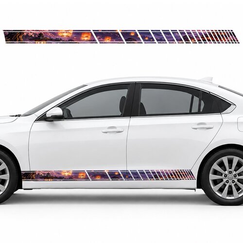Orange Lanterns in Purple Mist side door racing stripes decals stickers for Cars