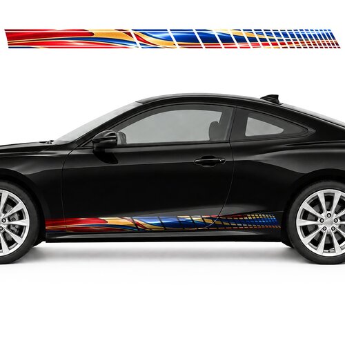 Ruby and Cobalt Geometry with a Golden Glow side door racing stripes decals stickers for Cars