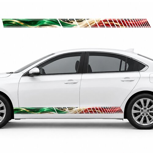 Liquid Italian Tricolor side door racing stripes decals stickers for Cars
