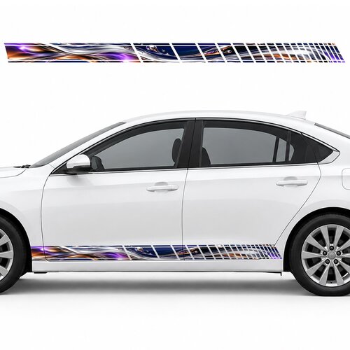 Liquid Metal Flow in Violet and Copper Reflections side door racing stripes decals stickers for Cars