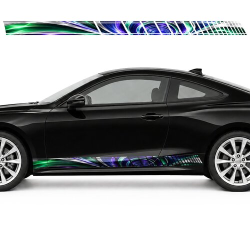 Emerald and Violet Optical Tunnel side door racing stripes decals stickers for Cars